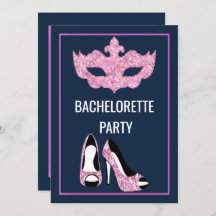 NAVY PINK BACHELORETTE HEELS MASQUERADE PARTIJ