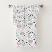 Navy Pink Bath Towels Rainbow Boho Kids Surprise Bad Handdoek (Insitu)