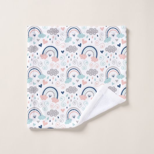 Navy Pink Bath Towels Rainbow Boho Kids Surprise Bad Handdoek (Wasdoekje)