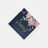 NAVY PINK BLUE GOLD PEONY FLORAL ELKE OUDERDAG SERVET (Hoek)