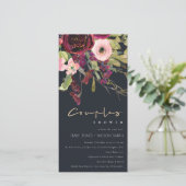 NAVY PINK BURGUNDY ROOS FLORA COUPLE SHOWER INVITE BEDANKKAART (Staand voorkant)