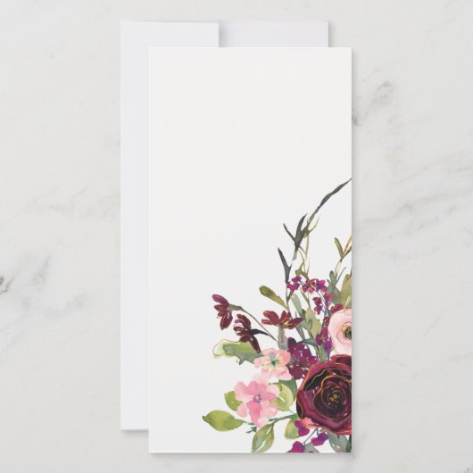 NAVY PINK BURGUNDY ROOS FLORA COUPLE SHOWER INVITE BEDANKKAART (Achterkant)