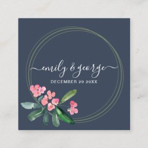 NAVY PINK CHRIST THORN BLOOM CACTI WEDDING WEBSITE VIERKANTE VISITEKAARTJE
