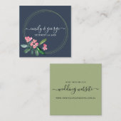 NAVY PINK CHRIST THORN BLOOM CACTI WEDDING WEBSITE VIERKANTE VISITEKAARTJE (Voorkant / Achterkant)