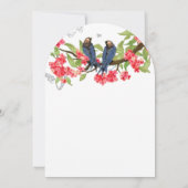 Navy Pink Coral Lovebird Forest Fairytale Weddensc Kaart (Achterkant)