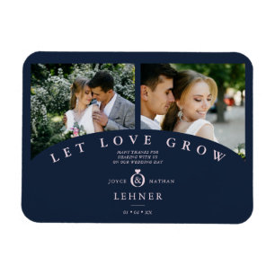 Navy Pink Elegant 2 Foto's laten liefdesbruiloft g Magneet