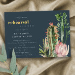 NAVY PINK FLORAL CACTI FOLIAGE REHEARSAL DINNER KAART<br><div class="desc">Een perfect bruiloft collectie voor hen die op zoek zijn naar een smaakvol, elegant levendig cactus-thema. De design van het cactussen en het sachelesultaat worden met de hand in de waterverf geschilderd. Pas het aan met jouw naam, uw trouwdatum, en ben zeker om een speciaal bericht te omvatten. Veel design...</div>