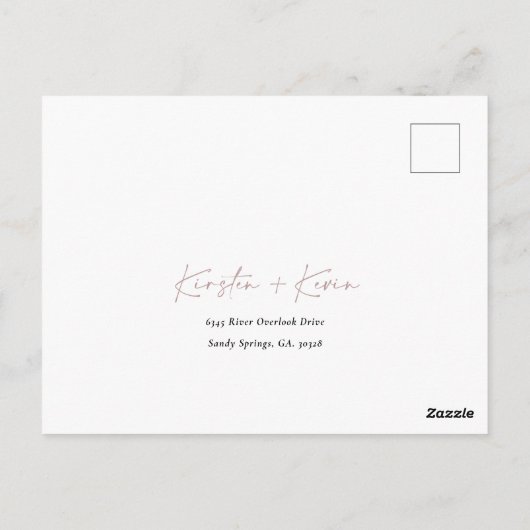 Navy Pink Floral Cacti Foliage Waterverf RSVP Briefkaart (Achterkant)