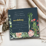 NAVY PINK FLORAL CACTI FOLIAGE WATERVERF WEDDING KAART<br><div class="desc">Een perfect bruiloft collectie voor hen die op zoek zijn naar een smaakvol, elegant levendig cactus-thema. De design van het cactussen en het sachelesultaat worden met de hand in de waterverf geschilderd. Pas het aan met jouw naam, uw trouwdatum, en ben zeker om een speciaal bericht te omvatten. Veel design...</div>