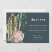 NAVY PINK FLORAL CACTI FOLIAGE WEDDING DANK U KAART (Voorkant)