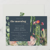 NAVY PINK FLORAL CACTI THE MORING NA WEDING KAART (Voorkant / Achterkant)