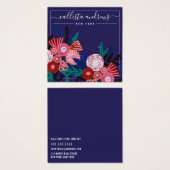 Navy Pink Floral Cursive Earring Display Kaart (Voorkant /achterkant)