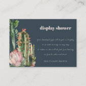 NAVY PINK FLORAL DESERT CACTI DISPLAY BABY SHOWER INFORMATIEKAARTJE (Voorkant)