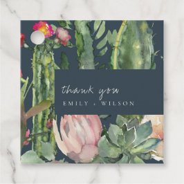 NAVY PINK FLORAL DESERT CACTI FOLIAGE DANK U BEDANKJES LABELS