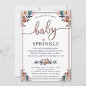 Navy Pink Floral Geslacht Neutraal Baby Sprinkle G Kaart (Voorkant)