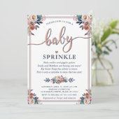 Navy Pink Floral Geslacht Neutraal Baby Sprinkle G Kaart (Staand voorkant)
