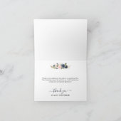 Navy Pink Floral Wreated Baby shower Bedankkaart (Binnen)