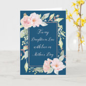 Navy Pink Flowers Moederdag Daughter in Law Kaart (Gele Bloem)