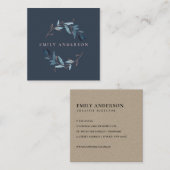 NAVY PINK FOLIAGE WATERVERF WREATH PROFESSIONAL VIERKANTE VISITEKAARTJE (Voorkant / Achterkant)