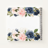 Navy Pink Foto Funeral Waterverf Guest Book Notitieboek (Achterkant)