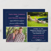 Navy Pink Foto Weddenschap Kaart (Voorkant / Achterkant)