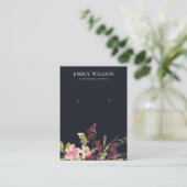 NAVY PINK GOLD BURGUNDY ROOS FLORA EARRING DISPLAY VISITEKAARTJE (Staand voorkant)
