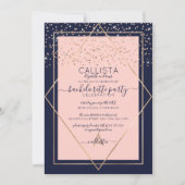 Navy Pink Gold Confetti Border Bachelorette Kaart (Voorkant)