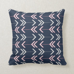 Navy Pink Gray Arrow Pattern Bohemian Decoratief Kussen