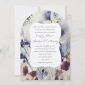 Navy Pink & Green Wild Flower Waterverf Wedding Kaart (Voorkant)