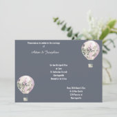 NAVY PINK HOT AIR BALLOON ELEGANT WEDING KAART (Staand voorkant)