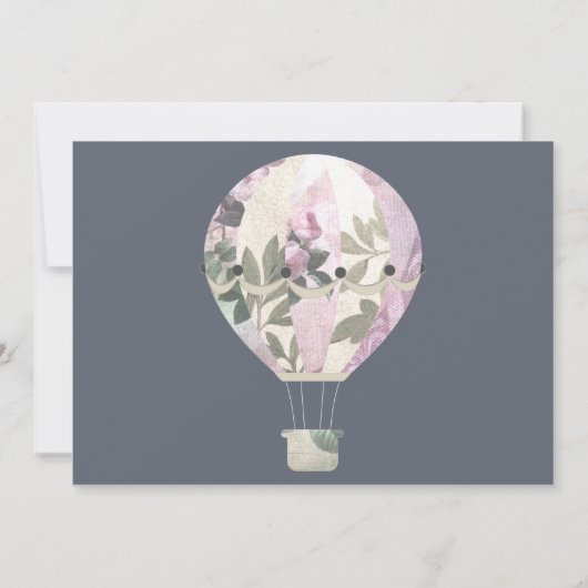 NAVY PINK HOT AIR BALLOON ELEGANT WEDING KAART (Achterkant)