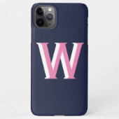 Navy Pink Initiaal iPhone Hoesje (Achterkant)