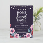 Navy Pink New Home Invite Kaart (Staand voorkant)