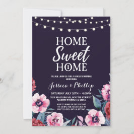 Navy Pink New Home Invite Kaart