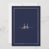 Navy Pink Rose Gold Confetti Border Quinceañera Kaart (Achterkant)