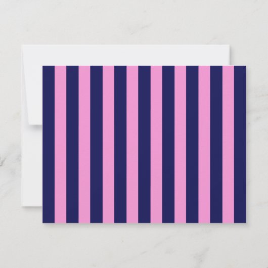 Navy Pink Striped Wavy Frame Note Card Kaart (Achterkant)
