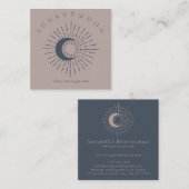 Navy Pink Sun Moon Spirituele zonne-energie Vierkante Visitekaartje (Voorkant / Achterkant)
