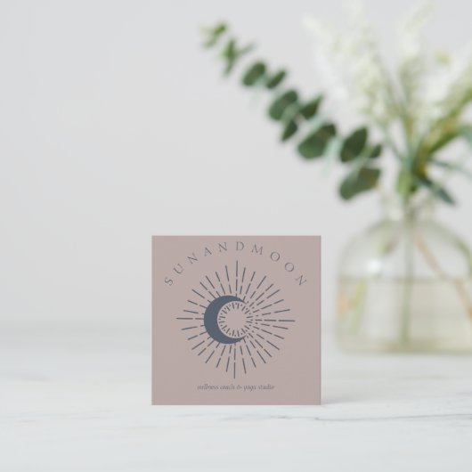 Navy Pink Sun Moon Spirituele zonne-energie Vierkante Visitekaartje (Staand voorkant)