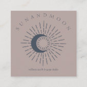 Navy Pink Sun Moon Spirituele zonne-energie Vierkante Visitekaartje (Voorkant)