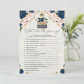 Navy Pink Travel Groom Vrijgezellenfeest Game Kaar Kaart (Staand voorkant)