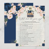 Navy Pink Travel Groom Vrijgezellenfeest Game Kaar Kaart (Voorkant / Achterkant)