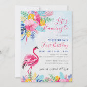 Navy Pink Tropical Wild Forest Flower Verjaardag Kaart (Voorkant)