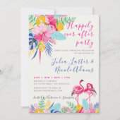 Navy Pink Tropical Wild Forest Wedding Receptie Kaart (Voorkant)