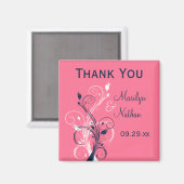 Navy Pink White Floral Wedding Favor Magnet (Voorkant / Achterkant)