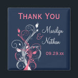 Navy Pink White Floral Wedding Favor Magnet<br><div class="desc">Deze roze,  marineblauw en witte florale bruiloft...  bedankt dat je magnet de trouwuitnodiging aanpast die hieronder getoond wordt. Al tekst is aanpasbaar zodat u het kunt veranderen om te zeggen wat u wilt. Als je andere overeenkomende objecten in dit ontwerp nodig hebt,  kun je een e-mail sturen naar niteowlstudio@gmail.com.</div>