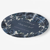 Navy pioen bruiloft 9 inch diner papieren bordje (Gekanteld)