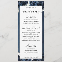 Navy Pioen Bruiloft  Diner Menu