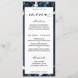 Navy Pioen Bruiloft Diner Menu