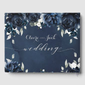 Navy Pioen Bruiloft Gastenboek (Achterkant)