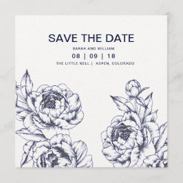 Navy Pioen Eenvoudig Bewaar de Datum Save The Date